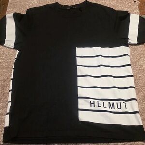 Helmut Lang Black and White Panel Stripe Tee